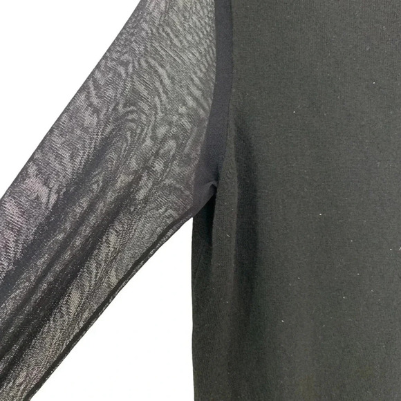 Fuzzi by Jean Paul Gaultier Sweater Sheer Sleeve V Neck Top Black Size XS NWT - Picture 6 of 10